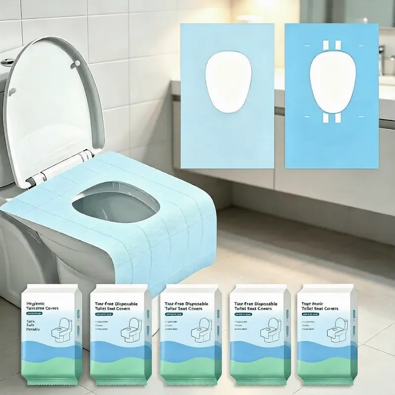 10 Packs Tear-Free Toilet Seat Covers Disposable for Adults and Kids, 16x24 Inch Waterproof Non-Slip Disposable Toilet Seat Cover for Travel, Public Toilet, Outdoors (Individual Package)