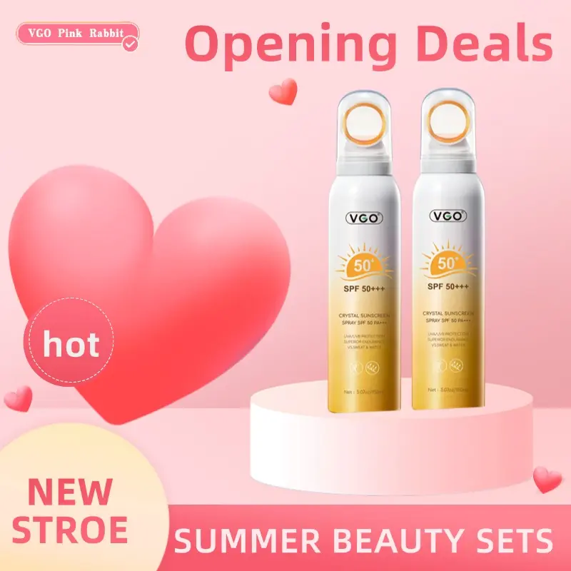 VGO-Crystal Trevel Sunscreen face Spray SPF 50 PA +++ Waterproof Sweatproof High-efficiency sunscreen Fine mist spray-A Facial Skincare Comfort Cosmetic