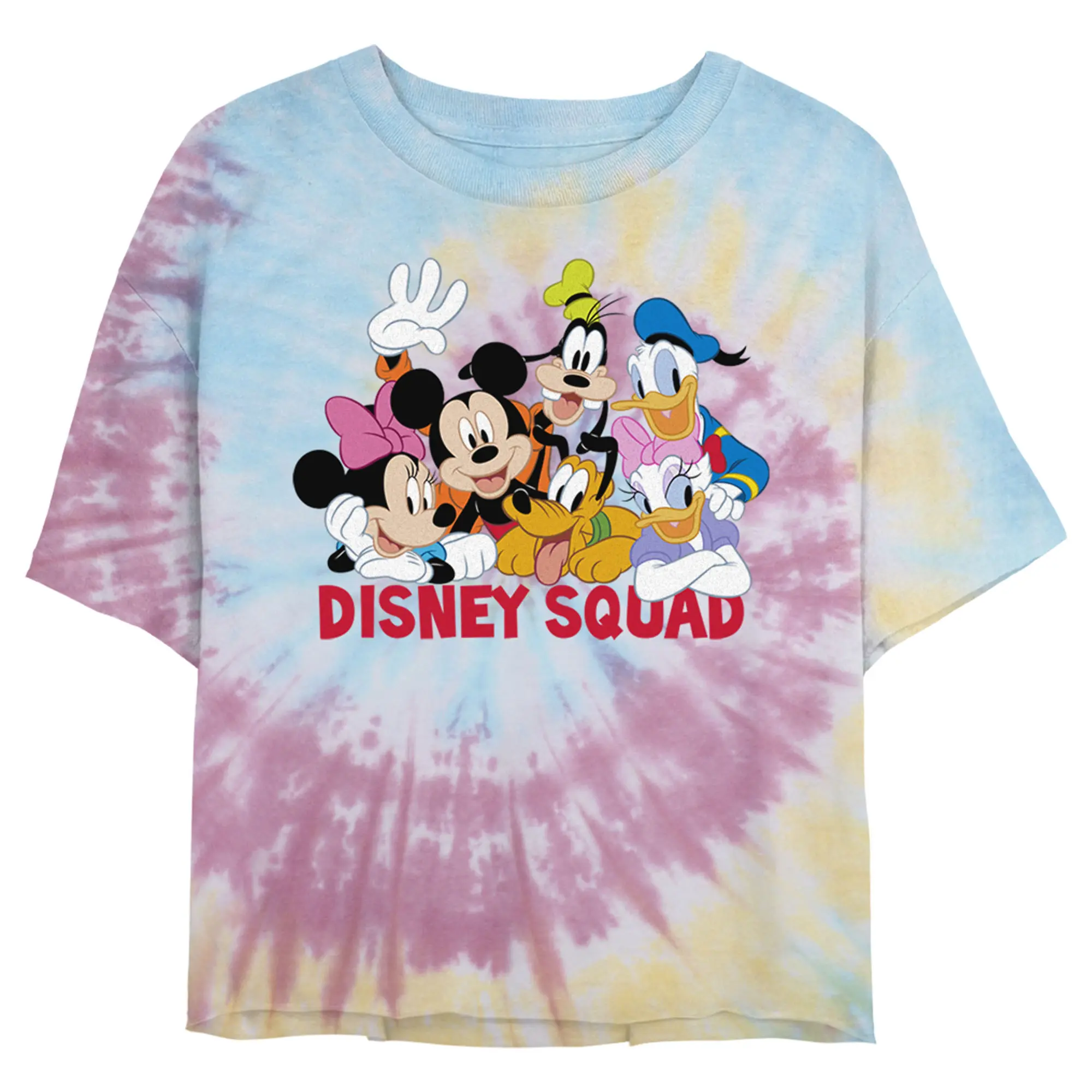 Juniors Womens' Mickey & Friends Disney Squad Group Shot Cropped T-Shirt, Daisy, Everyday