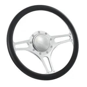 Flashpower 14" Billet Steering Wheel Blue Half Wrap Ford Fairlane Galaxie LTD Ranch w/ Horn