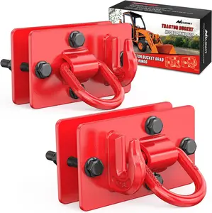 Nilight 2PCS Tractor Bucket Hooks with Tie Down Ring, Grade 70 Grade Forged Steel Bolt-On Grab Hook with Back Plates for Tractor Bucket RV UTV Truck MBS 15000 lbs, Red Tow  dealsforyoudays