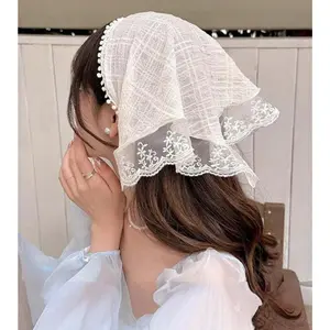White Bandanas  Scarf Headband for Women's Hair - Lace Hair Scarf Bandana Headband - Cute Stylish  Kerchief Summer Accessories