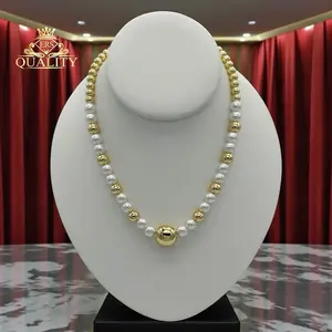 Pearls Necklace- Gold Plated 14k