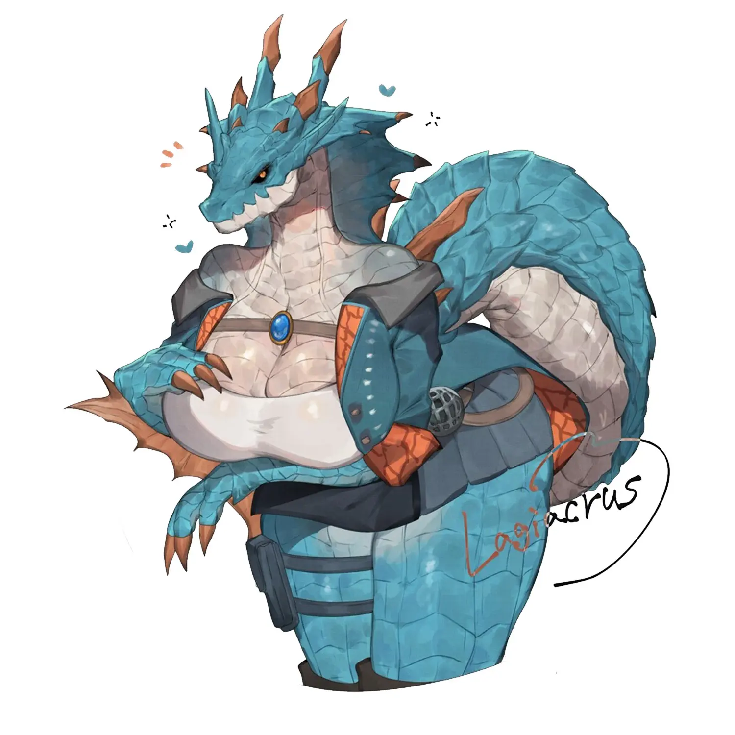 Blue Dragon Fantasy Sticker, Cute Armored Reptile Character Decal for Laptop, Water Bottle, Phone Case, Gaming Notebook Gift