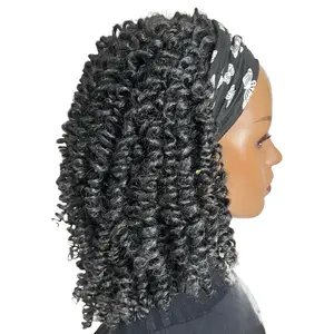 Short Curly Spiral Spring Twist Braids Curls Headband Braided Wigs Black