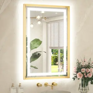 TETOTE Frontlit & Backlit LED Bathroom Mirror with 3 Light Colors and Adjustable Brightness, Vanity Mirror with Beveled Frame in Premium Finishes, Shatterproof Tempered Glass, Fast Defogging & Smart Memory, Plug-in/Hardwired