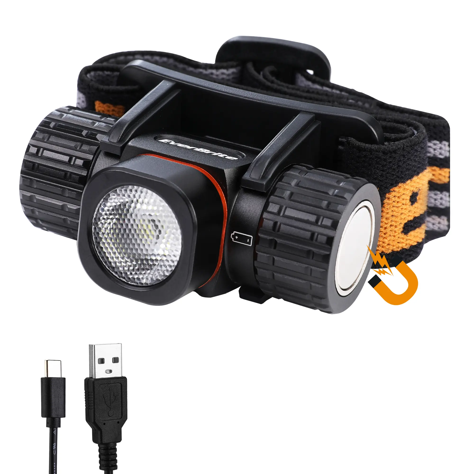 #fathersdaygift EverBrite Rechargeable Headlamp, 500 Lumen LED Rechargeable Headlight with 4 Light Modes, Magnetic Base and Adjustable Headstrap, Perfect for Camping, Hiking, Caving, Fishing