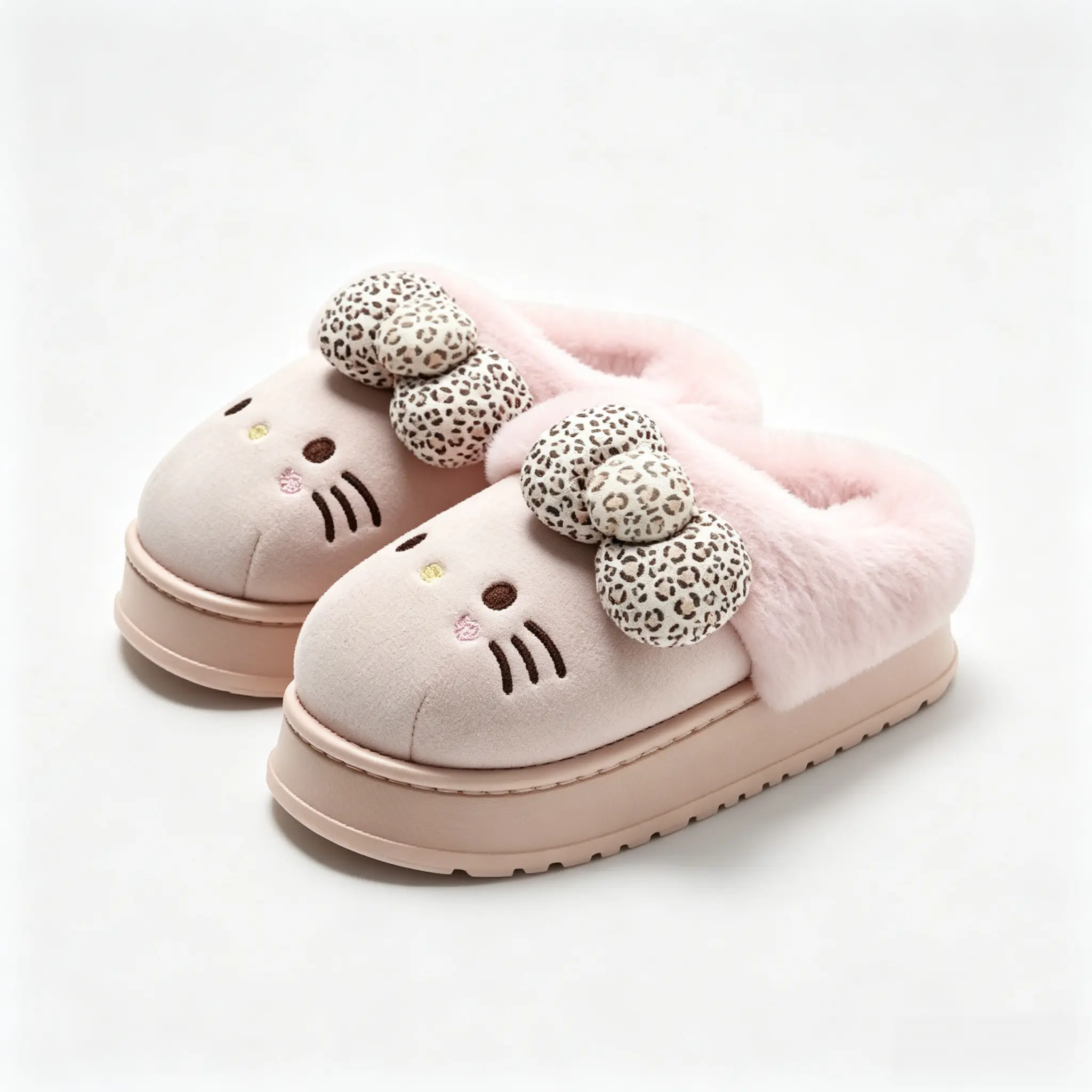 Sanrio Hello Kitty Thick-Soled Cotton House Slippers, Soft Warm Slip-On Indoor Slippers for Women