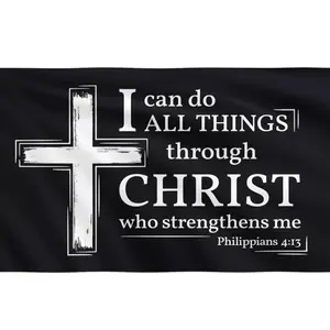 Philippians 4:13 Inspirational Christian Flag 3x5 Ft "I Can Do All Things Through Christ" Bible Verse Flag Room Courtyard Church and Activities﻿(B) Wall Banners Decor Tapestry