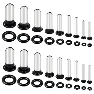 14-18Pcs Glass Ear Stretching Kit 1.6-7mm（14G-1G）Short Taper Expander with Rubber O-Rings Single Flare Glass Ear Gauges Tunnels Plugs Ear Expander  Body Piercing  for Women Men earring
