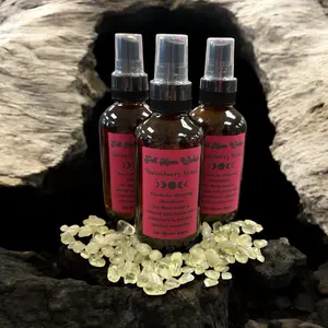 Full Moon Ritual Prayer Water 4oz - Strawberry Moon Water Infused with Citrine & Chamomile for Abundance & Calmness in Spiritual Practices