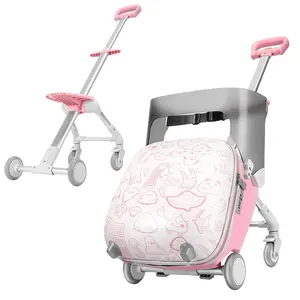 AODI 3-in-1 Hardshell Kids Suitcase Stroller - Compact Travel Companion with Playful Element, Smooth Travel Experience, Ride-On Carrier, Cart, and Airplane/Outdoor Outings Bag