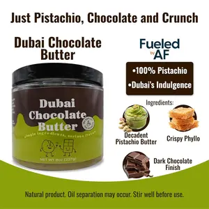 High Protein Pistachio Nut Butter  100% Pistachio with Dubai Chocolate Spread, 8oz Jar