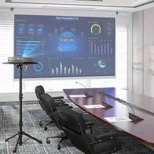 Projector Stand Tripod from 23" to 51", Laptop Tripod Stand Height Adjustable with Gooseneck Phone Holder, Laptop Floor Stand for Office, Home, Stage, Studio, DJ Racks Holder Mount