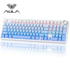 (Hot)Aula F99 Pro Mechanical Keyboard, Hot Swappable Custom Gaming Keyboard, Tri-Mode BT5.0/2.4GHz/USB-C Creamy RGB Keyboard with Numpad PBT Keycaps Multifunction Knob for MAC PC Gamer