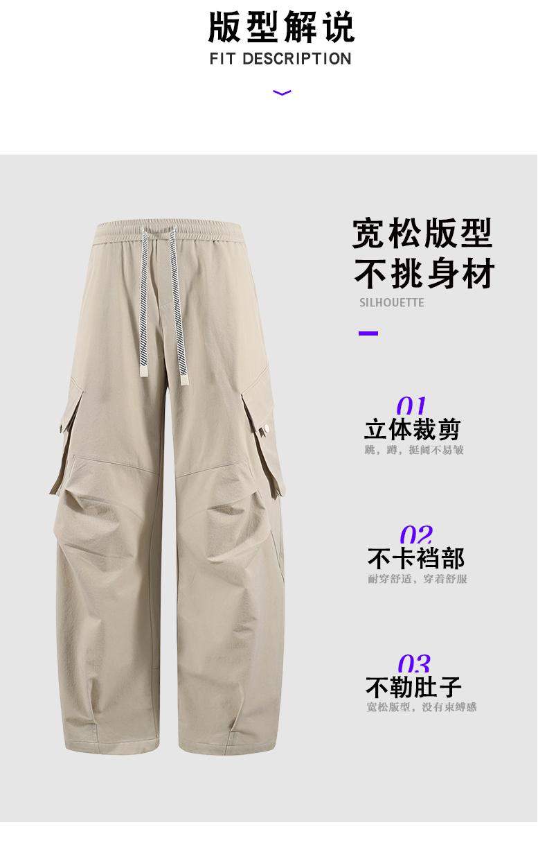 Men’s Summer Plus Size American Casual Vintage Straight Work Pants/Paratrooper Pants, Nylon Fabric, Loose and Comfortable