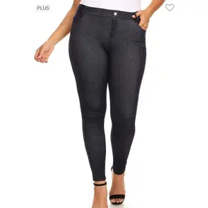 LEG-3 {All I Want} Navy Blue Full Length Denim Jeggings PLUS SIZE L/XL XL/XXL