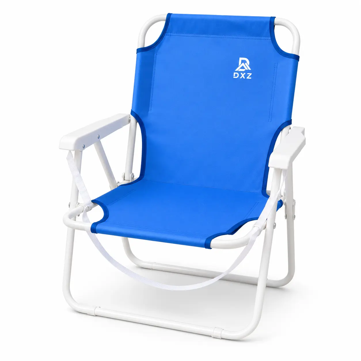 Adults' Foldable Low-Profile Beach Chair with Carry Strap, Armrests, DXZ Fabric Seat, Portable for Outdoor Relaxation, Camping