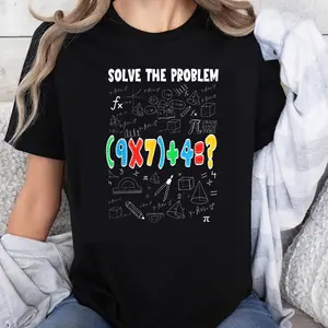 100% Cotton Solve The Problem Math Equation T-Shirt Fun Educational Design For Students Teachers And Math Lovers