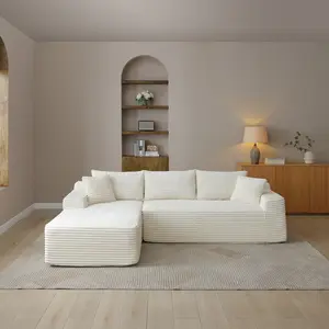 105'' Modular Sectional Sofa, Cloud Sectional Couch with Deep Seat, Modern Modular L-Shape Sofa Couch with Chaise,Upholstered Couches for Living Room Bedroom,No Assembly, (BEIGE)