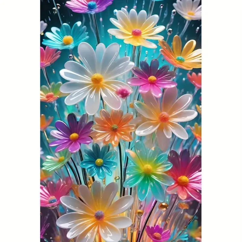 A Set of Diamond Painting Kits with a Floral Daisy Design, Featuring a 5D Full Round Design. This Mosaic Decorative Wall Art Piece Is a Handcrafted Gift Handmade Gifts DIY Diamond Arts