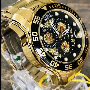 Invicta Men's Watch 48mm Gold & Black - Brand New with Holiday Deal - 100% Authentic Invicta Quartz Movement Durable Timepiece Perfect Gift