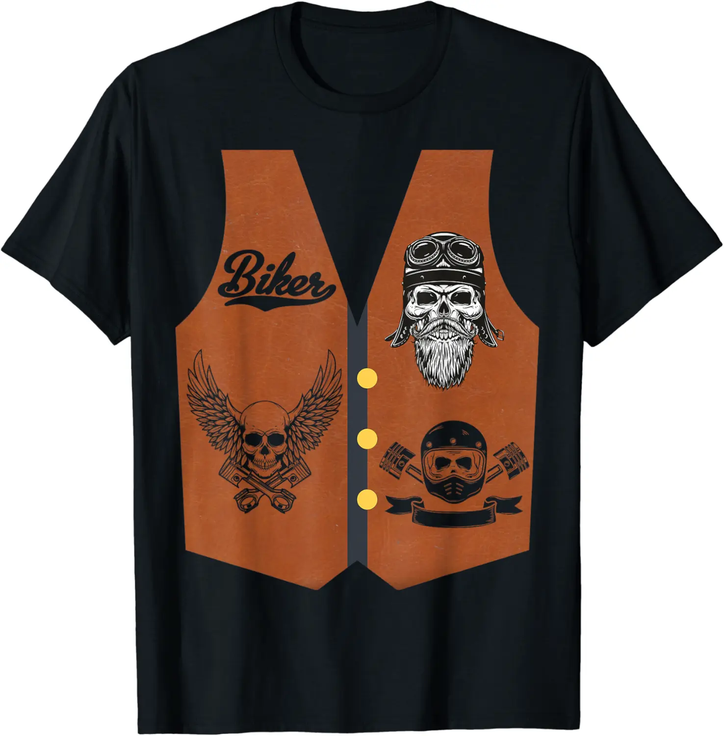 Funny Biker Vest Halloween Costume Motorcycle Biker Men Boys T-Shirt - 70B0C6KYJDXV