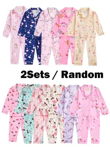 Girls'  Pyjamas Set, Long Sleeve & Pants Design, Fitted Sleepwear Suit for Ages 2-8, Spring/fall Season Comfortable Wear