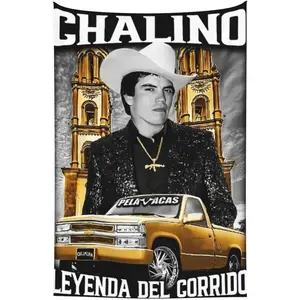 Chalino Singer Songwriter Sanchez Tapestry Wall Art Poster Tapestries for Bedroom Wall Hanging Stylish Wall Decor Home Decoration Tablecloths Backdrop Room Decor for Guest Room 60 x 40 Inch