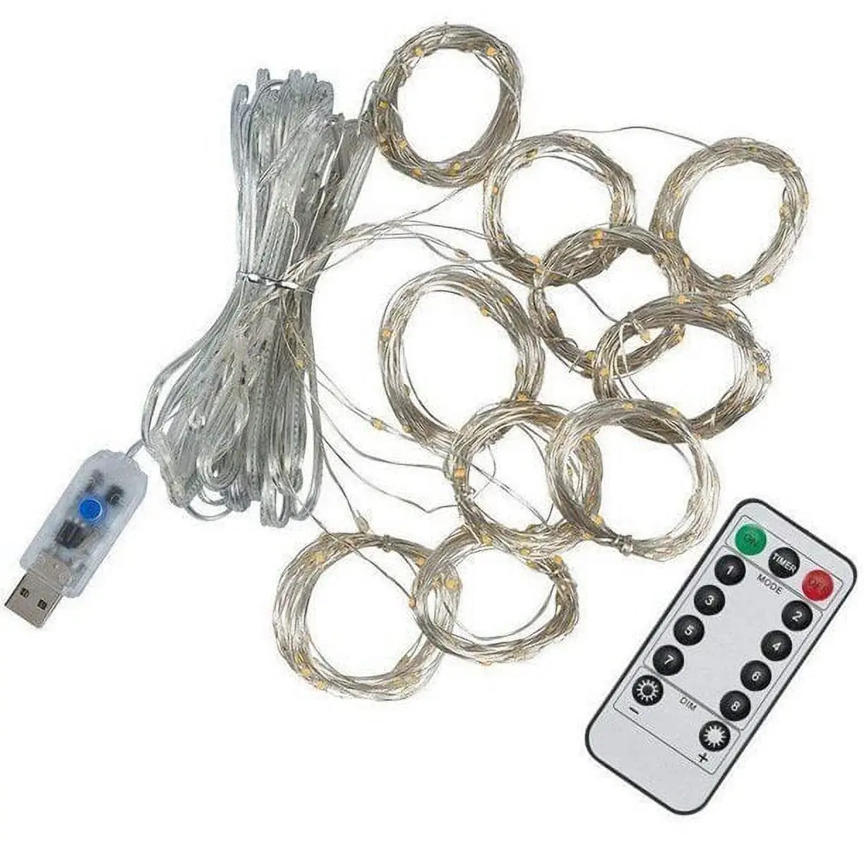 Decoration Window Curtain String Light, 300 Waterproof LED Twinkle Lights, 8 Modes Fairy Lights USB Remote Control Lights for Christmas Bedroom Party Wedding Home Garden Wall Decorations(9.9x9.9 Ft)