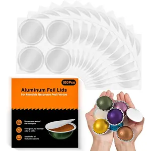 Foil Seal Cover for Refill Espresso Coffee Capsule, Compatible with Nespresso Refillable Capsule