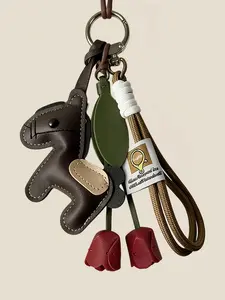 Tulip Keychain Cute Animal Pattern, High-End Leather Car Key Bag Pendant, All Seasons Accessory, Stylish Key Ring Decoration