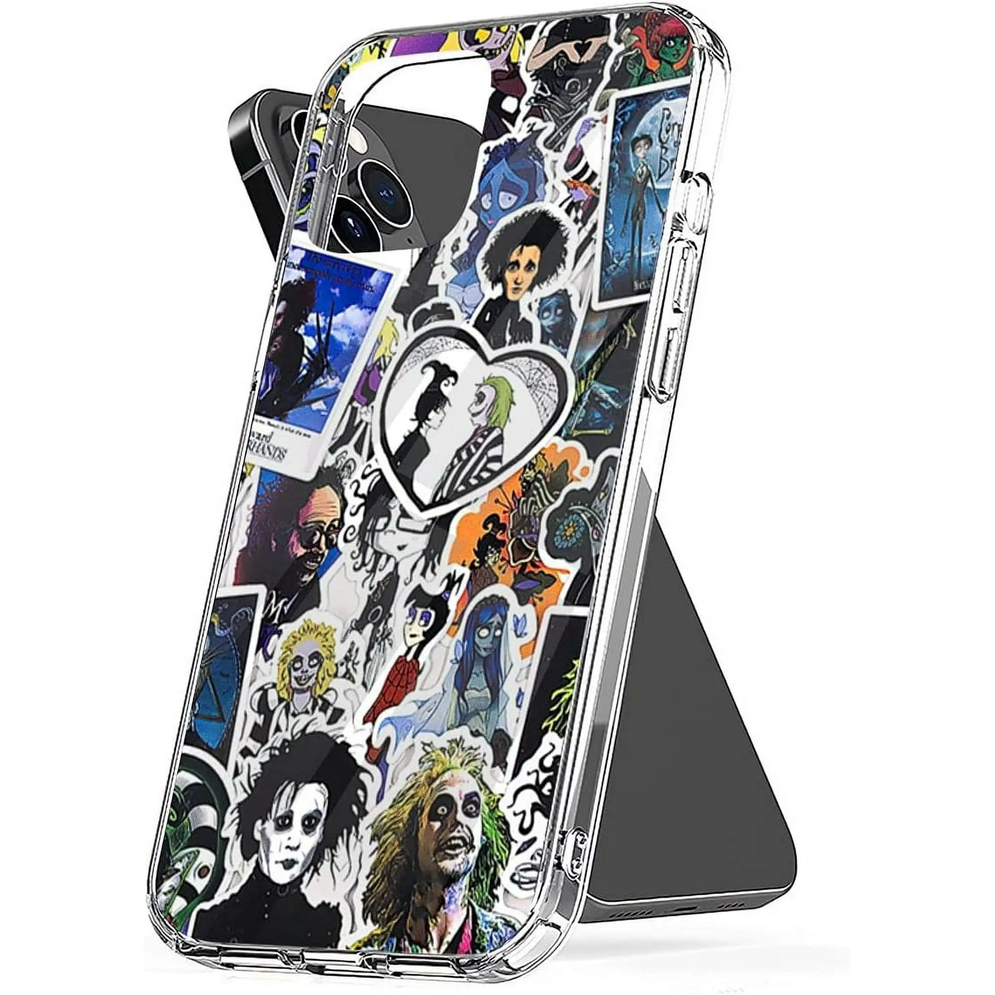 Phone Case Edward Accessories Scissorhands Collage Scratch Waterproof Transparent Compatible with iPhone SE 7 8 X XR 11 12 13 14 15 16 Plus Mini Pro Max Samsung Galaxy Note S9 S10 S20 S21 Ultra Plus Protection Protector