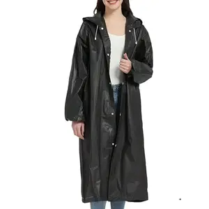 3pcs Black High-Quality Thick EVA Full Body Adult Raincoat - Sports Raincoat With Buckle Front, Semi-Transparent Design And Elastic Cuffs, Suitable For Outdoor Cycling, Hiking, Running - Lightweight And Outdoor Rain Protection | Full Body R