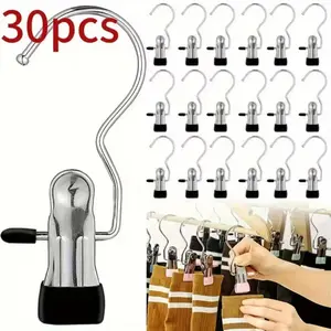 spinning hook hanger,Laundry Hanging Hooks Clips, 30 Pcs Boot Hangers Heavy Duty Stainless Steel Portable Travel Drying Clothes Pins for Closet Home Sock, gadgets