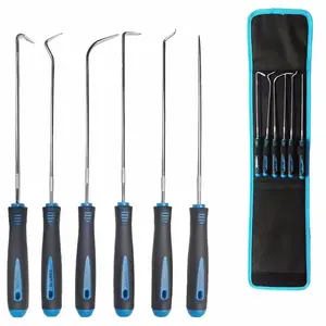 Essential for outdoor emergency repairs: A precision automotive disassembly tool set featuring heavy-duty hooks, expertly crafted and specifically designed for handling oil seals and O-rings. 6-piece set