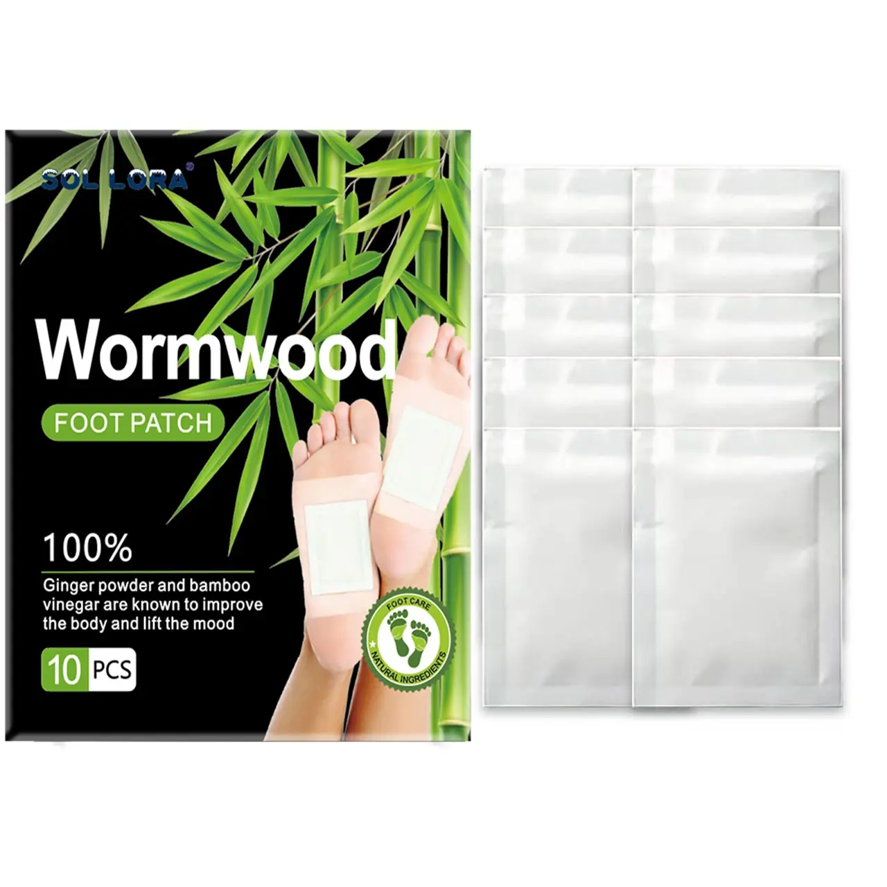 Deep Cleansing Foot Pads Foot Care With 10 Patches,Natural Aloes,Sea salt,Tourmaline,Herbal Foot Detox Patches For Foot Care,Adhesive Sheets, lmprove Sleep Quality,Relieve Fatigue and Exhaustion,Cleanse the Body & Mind,Improve Sleep Detoxpads