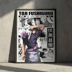 Toji Jujutsu Kaisen Anime Poster Print, JJK Manga Retro Artwork Japanese Wall Hanging Home Decor, Gojo Geto, Minimalist Gift for Anime Fan