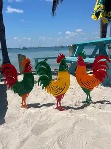 Rooster Shaped Outdoor Decor Sign - Garden Rooster Decor - Miami Rooster Sign Decor