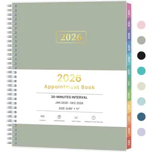 2026 Appointment Book, 30 Minutes-Hourly, Weekly & Monthly Calendar Planner 2026, Jan 2026 - Dec 2026, 8.5'' x 11'', 2026 Daily Planner with Tabs &Pocket, Flexible Cover,  for Office, , School