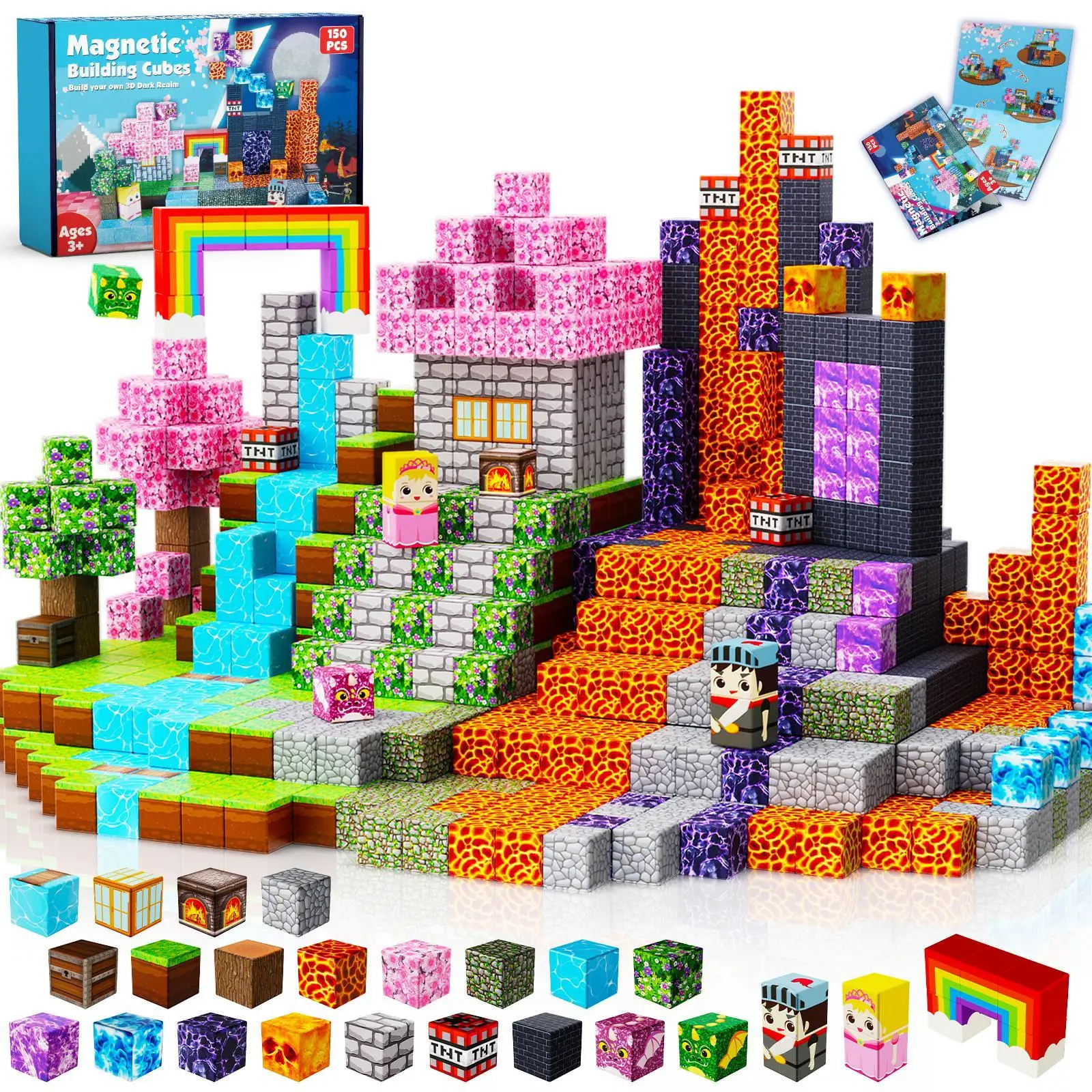 Magnetic Blocks - 150 PCS Build Dark Swordsman's Forest Castle - Magnetic Toys for Montessori Toddler Christmas Birthday Gifts - STEM Sensory Toys for