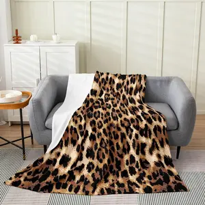 Black Brown Leopard Print Flannel Blanket Baby 30x40 | Cheetah Print Fleece Blanket for Sofa Couch Africa Animal Wildlife Fuzzy Plush Throw Farmhouse Wild Animal Pattern