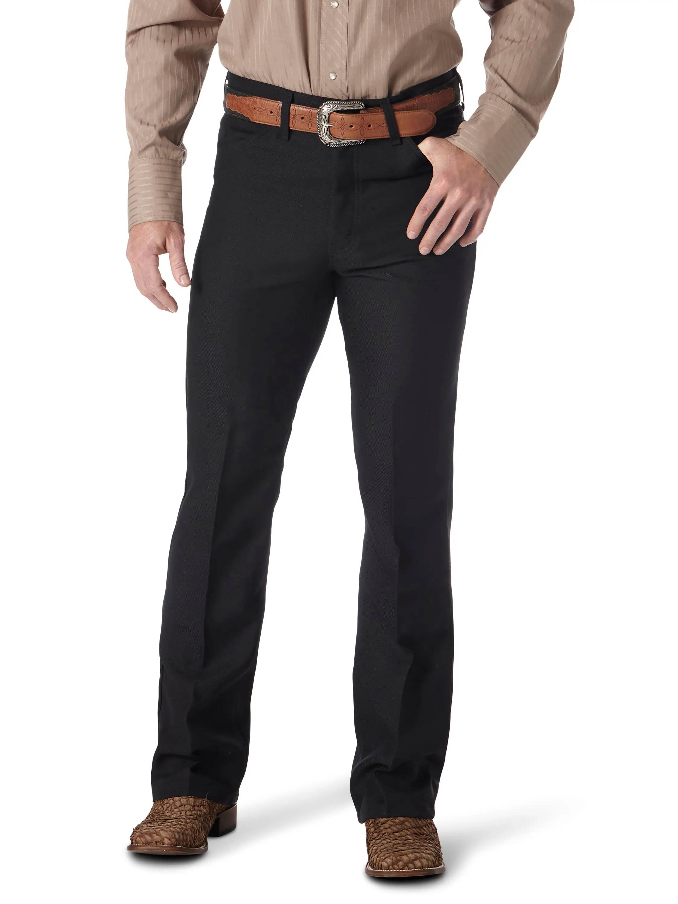 Wrangler Men's Wrancher Polyester Dress Jean - Black