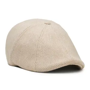 The 8 Panel Irish Boston Scally Cap - White Herringbone