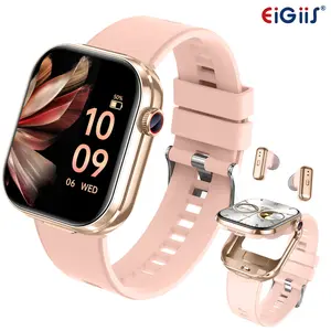 Multifunctional Smart Watch for Men Women 2-in-1 Built-in Wireless Earbuds, 2.02" HD Large Screen, Wireless Call & Pedometer, 300mAh Long Battery Life, IP67 Waterproof Activity Recorder with 100+ Sport Modes Rugged Smartwatch Compatible iPhone Android