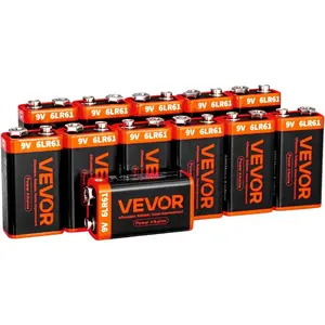 Christmas present 9V Alkaline Batteries, 12-Pack, 9 Volt Square Battery for Smoke Detector, 10-Year Shelf Life, Long Lasting, All-Purpose, for Fire Alarm, Household Office Business Devices, Electronics & Audio