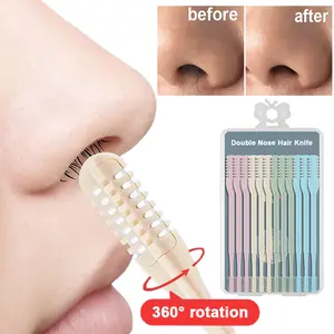 24/12 Pcs 2-in-1 Nasal Hair Cutter, Upgraded Double-Sided Nose Hair Trimmer with Safe Rounded Tip, 360° Painless Nostril Hair Remover Tool with Soft Cleaning Brush for Men & Women