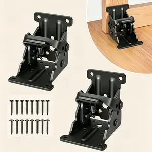 Space Saver 90° Foldable Heavy Duty Self Locking Furniture Leg Bracket Hinge For Table Legs Spring Folding Shelf Brackets Hinge Lock Hardware Support