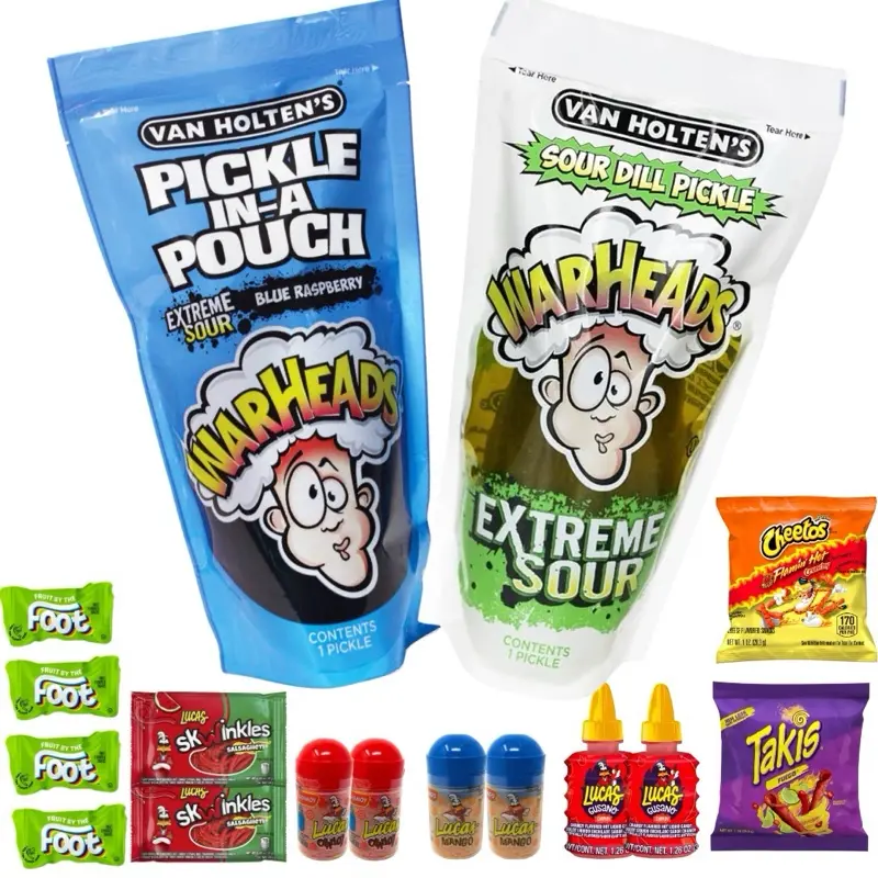 SUPER SOUR DOUBLE PICKLE KIT Blue Razz + CHAMOY Pickle - Extreme Sour Warheads