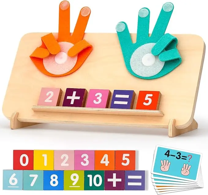 Educational Math manipulatives Number Counting Blocks for Kids, Montessori Toys for 3-5 Year Old Boys Girls Birthday Gifts Finger Counting Montessori Number math  tool educational toddler educational toy